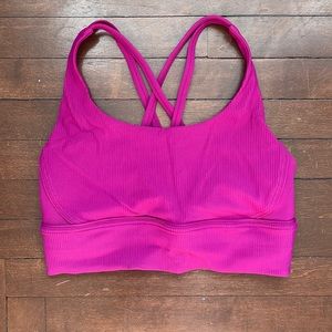 lululemon 🍋 long line ribbed energy bra - deep fuchsia